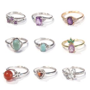 Natural Crystal Wholesale, Gemstone Rings, Bulk Silver Rings, Women's Healing Jewelry Faceted Amethyst Oval Larimar Carnelian Heart Garnet Aquamarine