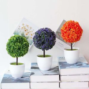 Decorative Flowers & Wreaths Simulation Small Potted Plant Flower Cherry Ball Home Desktop Fake Ornaments Artificial Bonsai Outdoor Garden D