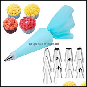 Cake Tools Bakeware Kitchen, Dining & Bar Home Garden 8Pcs/Set Sile Icing Pi Bag Diy Cream Nozzles Pastry Tool Accessories For Bags Kitchen