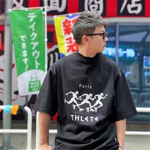 メンズデザイナー春夏パリの手紙走っている印刷ティーTシャツファッションパーカー男性女性カジュアルコットンTシャツブラックホワイトグレー