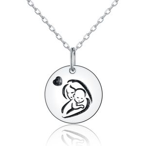 Nowy 925 Sterling Silver Matka I Dziecko Miłość Wisiorek Naszyjnik Biżuteria Prezent dla Babcia Mama Córka Son Wire Q0531