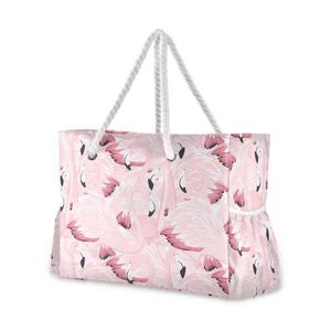 Saco de compras Nylon Bolsa De Ombro Flamingo Feminino, Grande Capacidade Carteira, Lazer, Luxo, Rosa, Novo 2021 220310