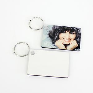 Keychain Keyring Sublimation Blank nyckelringar MDF Square Trä nyckelringar Termisk överföring Dubbelsidig nyckelring Ring DIY Tillbehör Present 2021