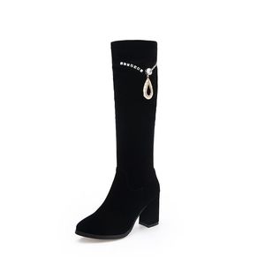 Mulheres smirnova inverno botas para senhoras joelho boot festa vestido sapatos preto por atacado salto alto