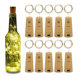 Strings String 10 20 LED Wine Bottle Lights With Battery Cork Fairy Garland Lamps For Party Wedding Christmas Tree Halloween Bar Decor