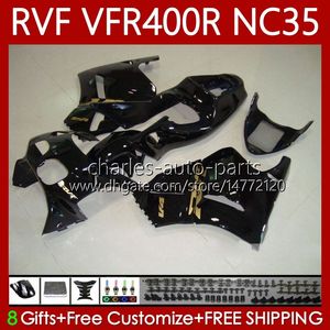 Bodys Kit för Honda RVF400R VFR400 R N35 V4 VFR400R 94-98 80NO.54 RVF VFR 400 RVF400 Svart gyllene R 400RR 94 95 96 97 98 VFR400RR VFR 400R 1994 1995 1996 1997 1998 FAIRING
