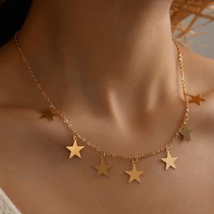 Gold Star Necklace for Women Pendant Necklace Punk Chain Choker Necklaces Jewelry Women Holiday Romantic Gift Fashion Jewelry