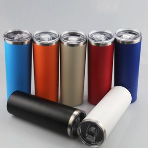 wholesale 20oz powder colored skinny tumbler 30 colors options slim double walled stainless steel tumbler coffee cup drinking bottle matte