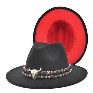 STINGY Breim Hats Cowboy Chain Fedora Hat смешанные цвета джаз для женщин и мужчин зимняя крышка красный с черным шерстяным боулером оптом1