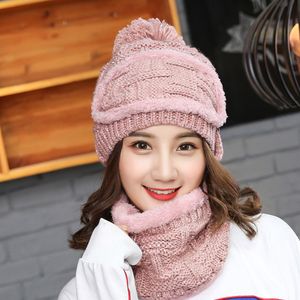 Imposta 3 Varietà Indossando Cappelli di Velluto Donne Inverno Caldo Berretti di Lana Spessa Cappello Bavaglino Maschera Femminile Maglia Skullies Protezioni per le Orecchie 201012