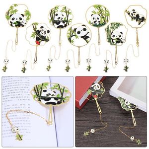 Bookmark Chinese Style Metal Retro Panda Pendant Hollow Book Clip Tassel Pagination Mark Stationery Gift School Supplies
