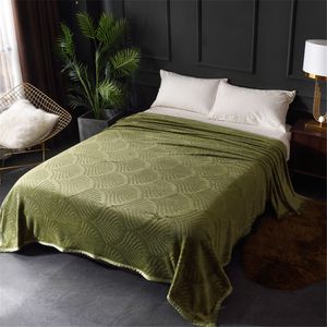 Solid-Cor Embossed flanela cobertor de ar-condicionado Nap Cobertor Folha de cama Inverno