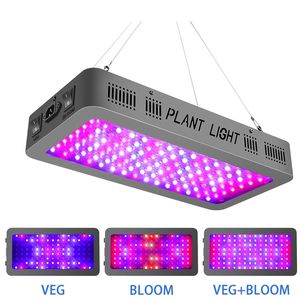 1200W Dubbelströmställare Full Spectrum LED Grow Lampa för Inomhusblomma Seedling Veg Tältväxter Grow Light 85-265V