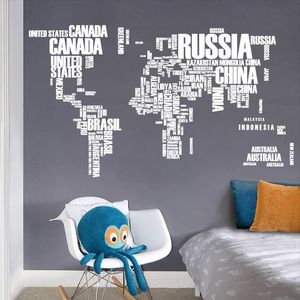 60 cm Cytuj Wyjmowany List Światowy Mapa Vinyl Kalkomania Art Mural Home Decor Naklejki Ścienne Dla Dzieci Room School Office Decoration