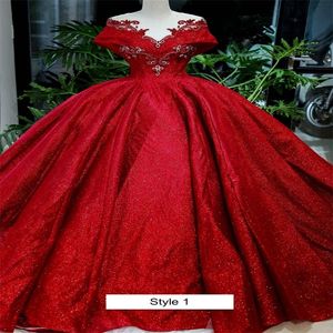 Luxury Red Evening Dresses Bling Crystal Sequins Sleeveless Ball Gowns Prom Dresses Custom Made Formal Party Dresses Robes De Mariée
