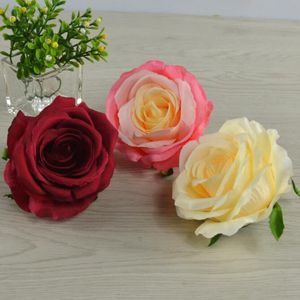 20Pcs 10CM Artificial Rose Flower Heads Silk Decorative Flower Party Decoration Wedding Wall Flower Bouquet White Artificial Roses Bouquet