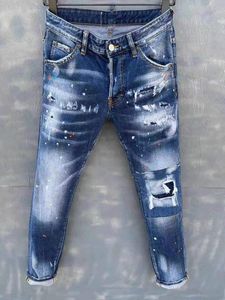 Marca de calça jeans casual europeu e americano elegante, lavagem de alta qualidade, moagem de mão pura, otimização de qualidade LT025