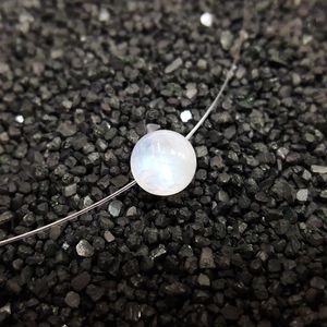 Lii Ji Blue Moonstone Natural Gemstone 8mm 925 sterling silver Choker Invisible / S925 Collana a catena per gioielli moda donna Q0531