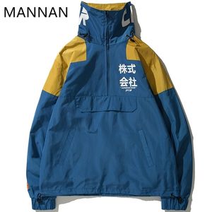 Mannan jaqueta de inverno homens windbreaker homens japão harajuku multi bolsos casaco retro vintage rua streetwear harajuku lj201013