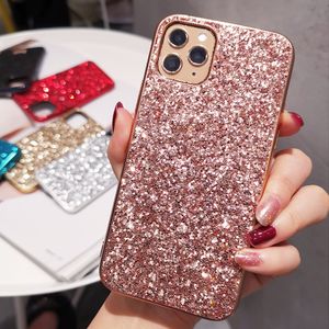 Case telefoniche slim bling glitter per iPhone 11 12 13 pro max xr xs 7 8 più copertina di placcatura splendente