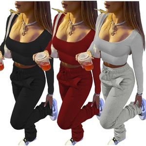 Plus storlek 3XL Fall Winter Women Designer Outfits Pullover Hoodies Sweatshirt+Stack Pants Two Piece Set Casual Tracksuits Jogger Suit 4111