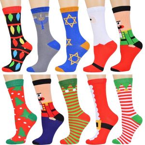 Noel Çorap Unisex Kış Tatil Hediye Kadın erkek Çorap Casual Çizgili Baskılı Çorap Parti Ağacı Desen Giysileri Calcetines