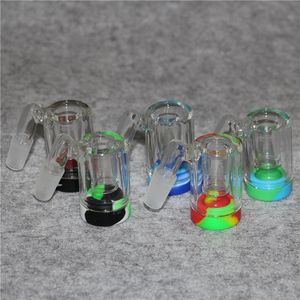 Hookah ashcatcher Glass ash catcher with colors silicone Container 14 mm 45 90 ° for silicoe Bongs water pipe dab rig