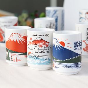 Japanese Ceramic Mugs 300ml Tea Wine Sake Cup Funny Family Restaurant Decoration Travel Gift for Friends 220311