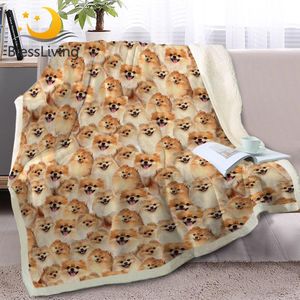 Blessliving Golden Pomeranian Sherpa Coperta su letti Collezione per cani Coperta di tiro per bambini Cane Animale Pruzzo morbido MANTA 201128