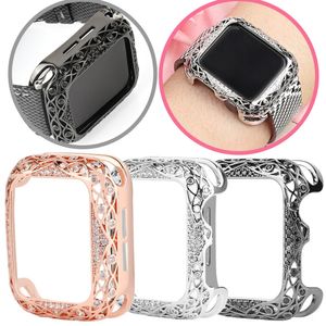 Luksusowy Bling Diamond Slim Case dla Apple Watch Series 7 6 5 4 3 SE Brass Armor Hard Cover 41mm 44mm 45mm