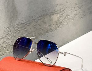 Óculos de sol piloto vintage para homens Óculos de prata/gradiente azul Gafas de sol UV Eyewear Sun Shades com caixa