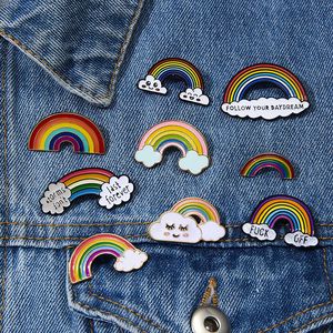 Rainbow Clouds Enamel pin White Brooches Children Bag Clothes Lapel Pin Badge Weather Brooch for Kids Girls Fashion Jewelry accessories