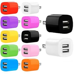 Universal Färgglada dubbla USB-portar 5V 2.1A US AC Hem Travel Wall Charger Power Adapter Pluggar för Huawei HTC LG Android Phone PC MP3