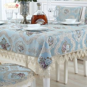 Orgulhoso rosa europeia jacquard tabela pano lace mesa de toalha de mesa de mesa decoração de casamento tampa de mesa dustproof pano cadeira almofada lj201223