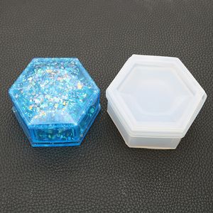 DIY EPOXY-harts Silikonformar Kristall Drop Lim Round Heart Shaped Hexagon Stripe Förvaring Box Mögel Square Ny Ankomst 33 8QZ M2