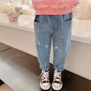 Jeans Cartoons Deer Jean Tasche Verdicken Frühling Herbst Hosen Lange Hosen Für Mädchen Jungen Sport Kinder Kinder Kleidung Teenager Hohe Q