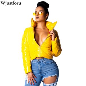 Wjustforu Winter Warme Pu Parka Jacke Frauen Leder Langarm Tops Blase Mantel Oberbekleidung Pius Größe S-xxxl Bodycon Outwear schlank 201027