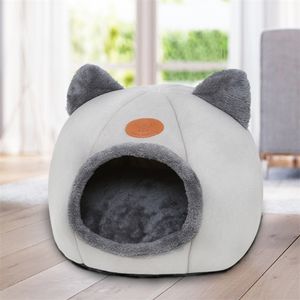 Carino testa a forma di canile gatto nido morbido letto di peluche piccolo cane caldo pile casa animale domestico inverno materassino divano accessori 201223