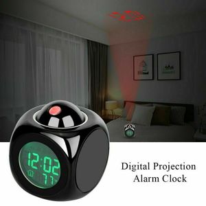 Wholesale led table clocks for sale - Group buy Digital Alarm Clock LED Projector Temperature Thermometer Desk Time Date Display Projection Calendar USB Charger Table Clock LJ201204