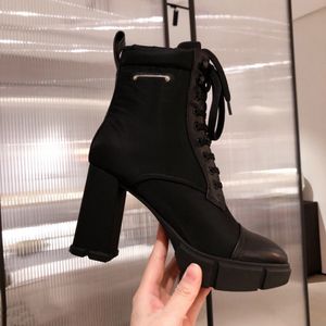 2023 Luxury Designer Woman Fashion Boots Leather and Nylon Fabric Booties Women Ankle Biker Australia Platform Heels Winter Sneakers for