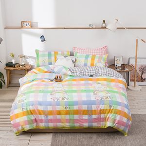 Arco-íris Unicórnio Crianças Cama De Roupa de Roupa Soft Macio Bedclothes Cama Capa de Cama Folha de Folhas de Folhas Girls Set para Adultos C0223