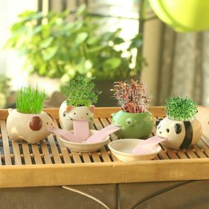 Automatic Watering Ceramic Flowerpot Cute Animal Tongue Succulent Planter Green Plants Flower Pot For Indoor Desk C1115