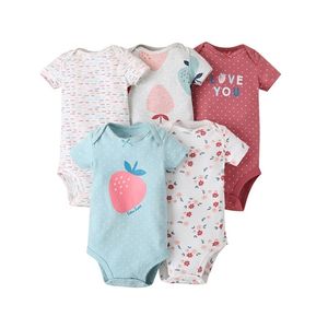 Born Baby Girl Clothes Boy Romper Summer Fall 100% Bawełna Ogólny Niemowlę Bebe Kid Kombinezon 5 sztuk / partia 220211