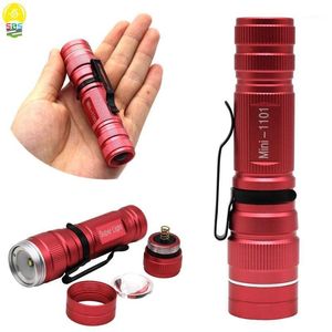 Latarki Pochodnie Mini LED Potężny Q5 Light Torch Portable Zoomable Red Ciało Mały Penlight dla Hi Polowanie przez baterię