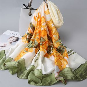 2021 Ny Hangzhou Silk High-End French Satin Silk Scarves Spring and Autumn Long Mångsidig Scarf Sjal