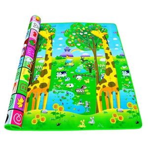 Baby Crawling Spela Mat 2 * 1,8 meter Klättra Pad Double-Side Fruit Brev och Happy Farm Baby Leksaker Playmate Kids Carpet Baby Game 220209