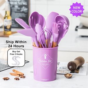 Silicone Cooking Utensils Set Heat Resistant Kitchen Non-Stick Cooking Utensils Baking Tools With Storage Box Kitchen Tools 201223