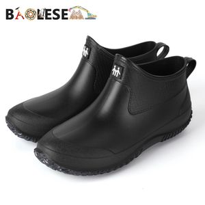 Baolesem Rain Boot Men's Rubber Man Water-Proof Antikid Colorful Unisex Ankle Lightweight Water Boots High End