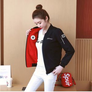 Frühling Herbst Frauen Jacke Baseball Uniform Mäntel Koreanischen Stil Doppelseitige Tragbare Tops YQ059 201023