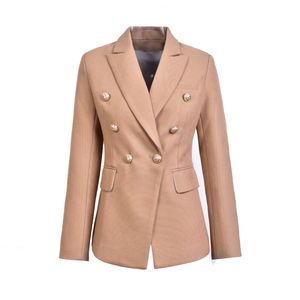 women blazer European Casual Slim fitness Metal Gold Button Jacket blazer feminino White Black Khaki Colors Female